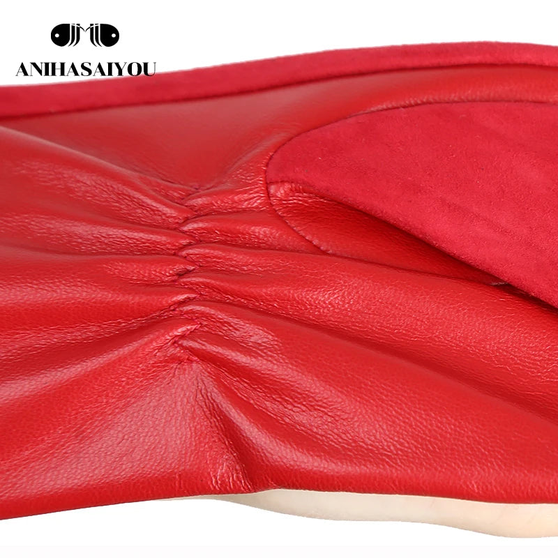 Sheepskin Color Women'S Gloves,Genuine Suede 50% Women'S Leather Gloves,Keep Warm Winter Women'S Long Gloves - 2014