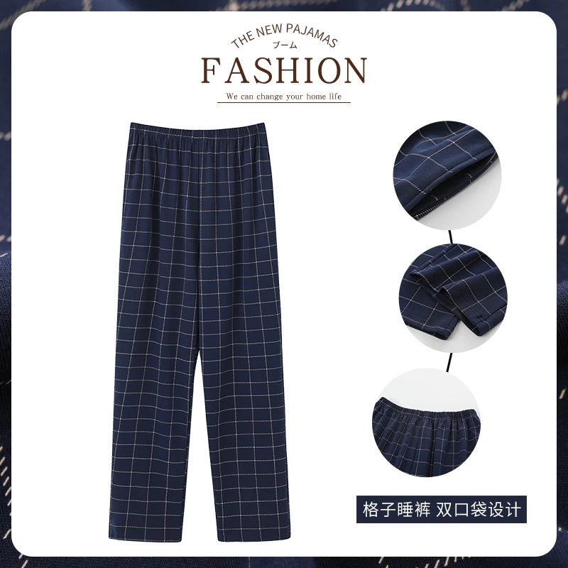 New Style Hot Sale Cotton Plaid Pajama Pants for Adluts Home Furnishing Cotton Trousers Cotton Pajama Men Sleep Bottom Home Wear