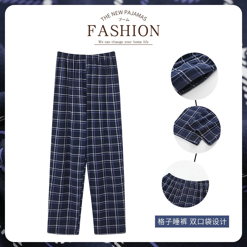 New Style Hot Sale Cotton Plaid Pajama Pants for Adluts Home Furnishing Cotton Trousers Cotton Pajama Men Sleep Bottom Home Wear