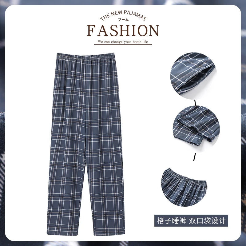 New Style Hot Sale Cotton Plaid Pajama Pants for Adluts Home Furnishing Cotton Trousers Cotton Pajama Men Sleep Bottom Home Wear