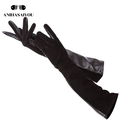 Sheepskin Color Women'S Gloves,Genuine Suede 50% Women'S Leather Gloves,Keep Warm Winter Women'S Long Gloves - 2014