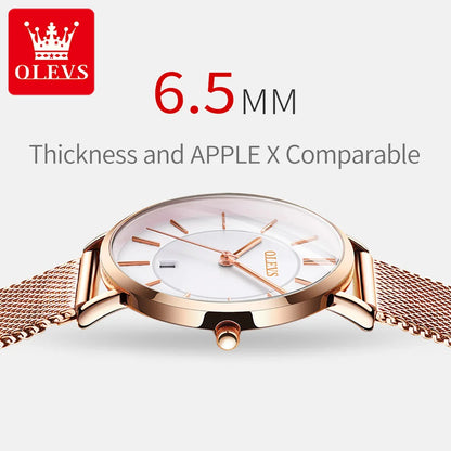 5869 Ultra Thin Women'S Quartz Watch High Quality Rose Gold Stainless Steel Waterproof Watch Top Luxury Brand Women Watch