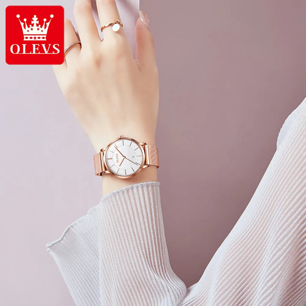 5869 Ultra Thin Women'S Quartz Watch High Quality Rose Gold Stainless Steel Waterproof Watch Top Luxury Brand Women Watch