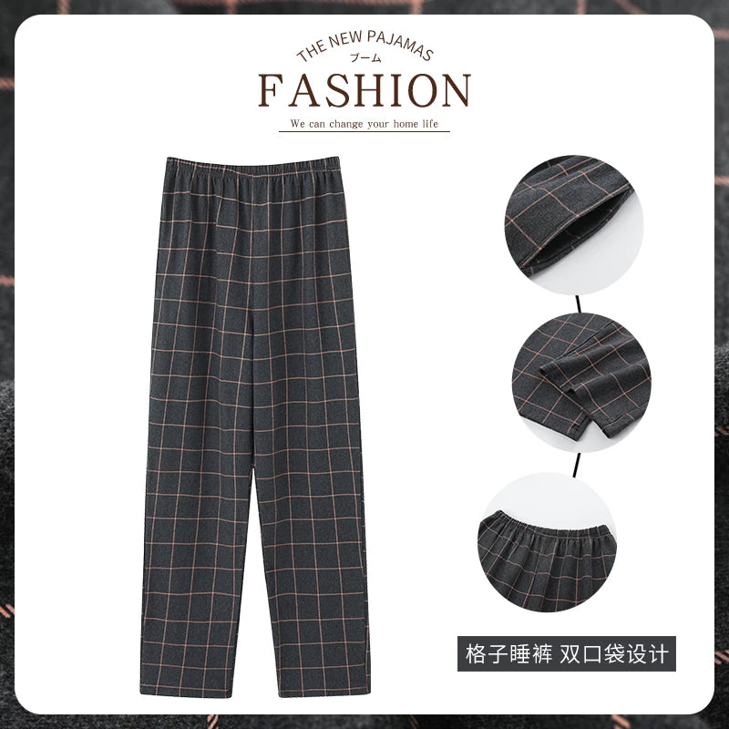 New Style Hot Sale Cotton Plaid Pajama Pants for Adluts Home Furnishing Cotton Trousers Cotton Pajama Men Sleep Bottom Home Wear