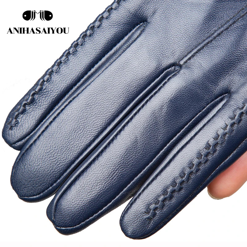 Multicolor Women'S Gloves,50Cm Long Leather Gloves,Sheepskin Women'S Leather Gloves,Keep Warm Women'S Winter Gloves-2226C