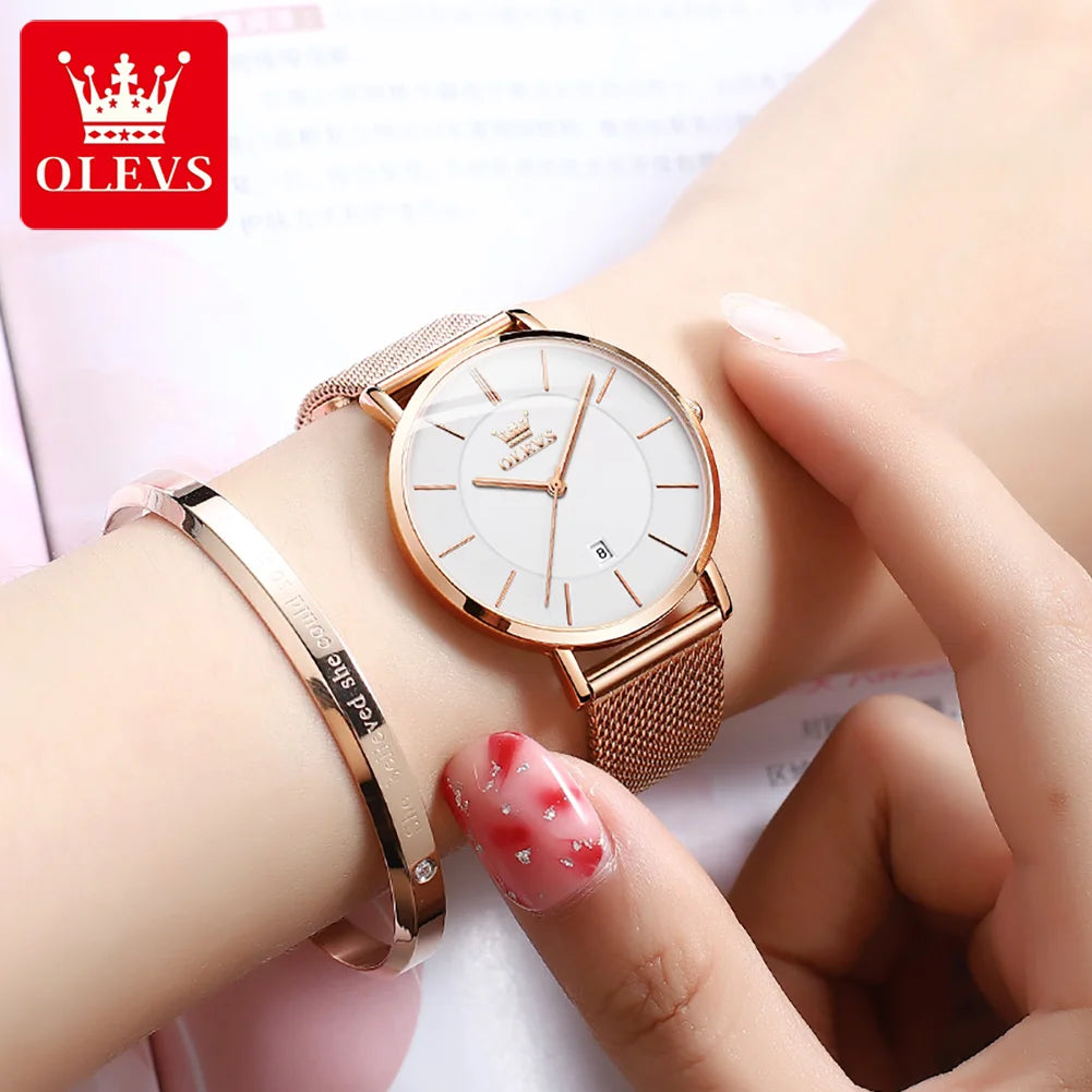 5869 Ultra Thin Women'S Quartz Watch High Quality Rose Gold Stainless Steel Waterproof Watch Top Luxury Brand Women Watch