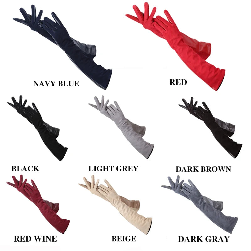 Sheepskin Color Women'S Gloves,Genuine Suede 50% Women'S Leather Gloves,Keep Warm Winter Women'S Long Gloves - 2014