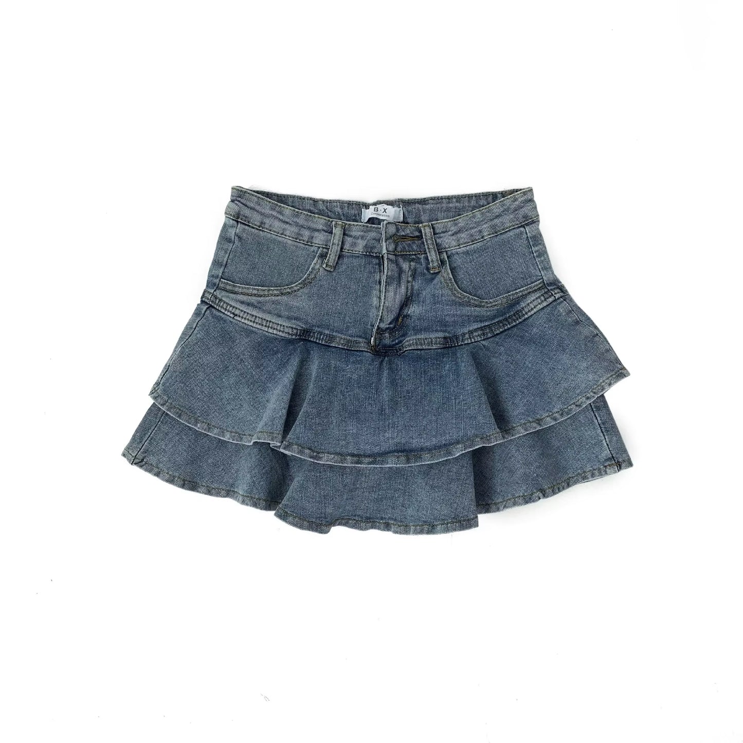 Spice Girls Denim Skirt Anti-Slip Double Denim Skirt Women'S Stretch High-Waisted Slimming A-Line Cake Skirt