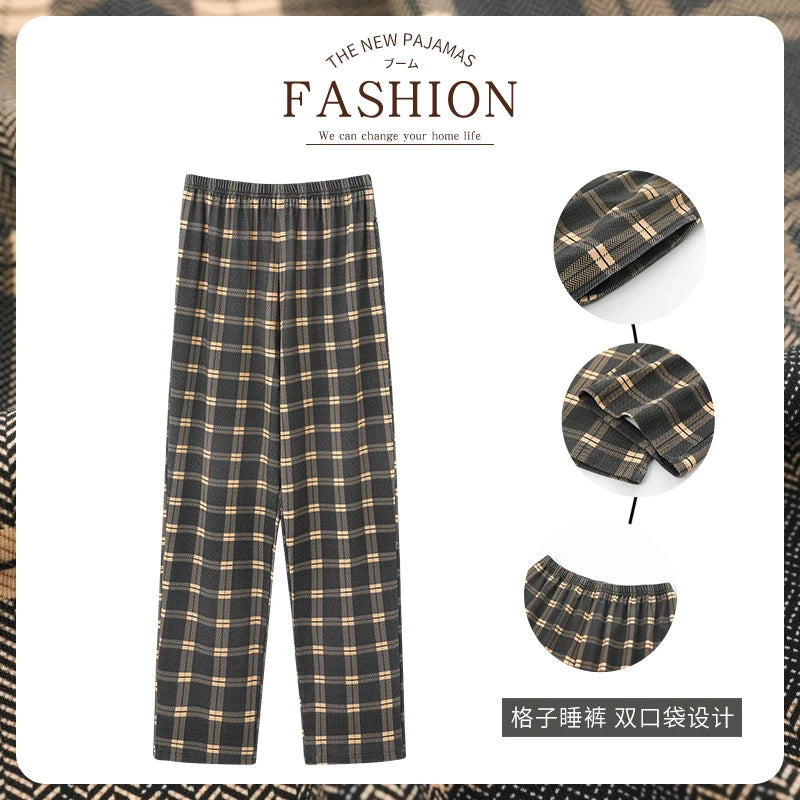 New Style Hot Sale Cotton Plaid Pajama Pants for Adluts Home Furnishing Cotton Trousers Cotton Pajama Men Sleep Bottom Home Wear