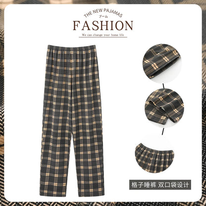 New Style Hot Sale Cotton Plaid Pajama Pants for Adluts Home Furnishing Cotton Trousers Cotton Pajama Men Sleep Bottom Home Wear