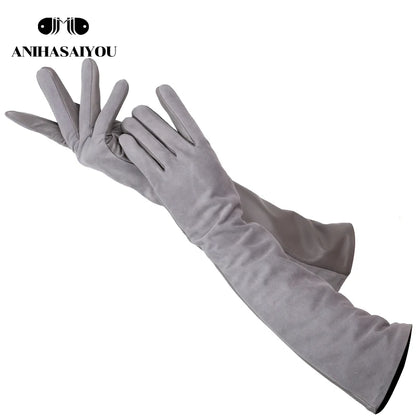 Sheepskin Color Women'S Gloves,Genuine Suede 50% Women'S Leather Gloves,Keep Warm Winter Women'S Long Gloves - 2014
