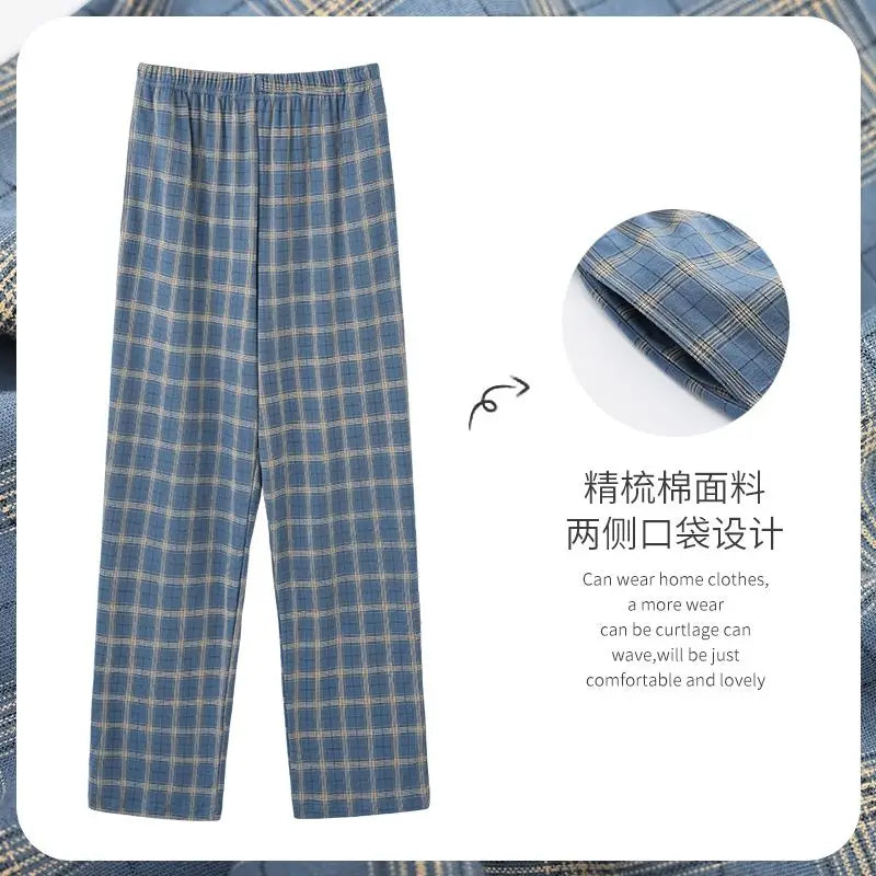 New Style Hot Sale Cotton Plaid Pajama Pants for Adluts Home Furnishing Cotton Trousers Cotton Pajama Men Sleep Bottom Home Wear