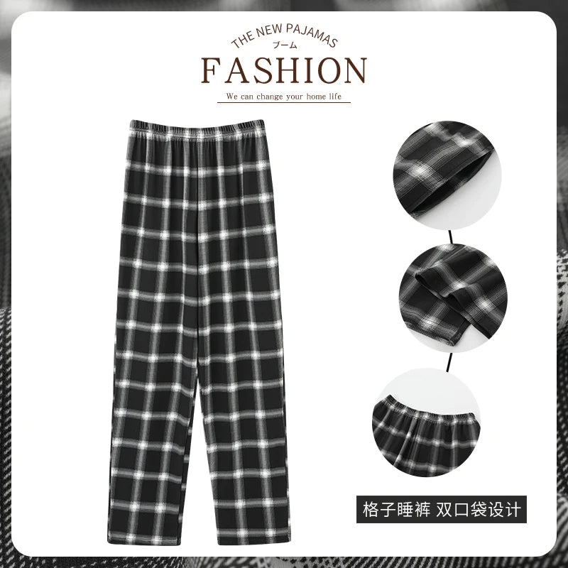 New Style Hot Sale Cotton Plaid Pajama Pants for Adluts Home Furnishing Cotton Trousers Cotton Pajama Men Sleep Bottom Home Wear