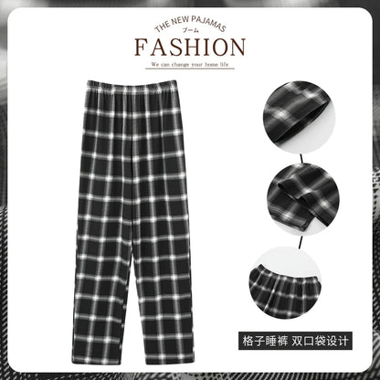 New Style Hot Sale Cotton Plaid Pajama Pants for Adluts Home Furnishing Cotton Trousers Cotton Pajama Men Sleep Bottom Home Wear