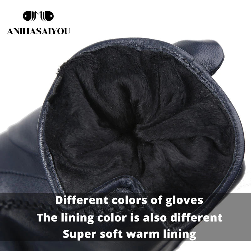 Multicolor Women'S Gloves,50Cm Long Leather Gloves,Sheepskin Women'S Leather Gloves,Keep Warm Women'S Winter Gloves-2226C