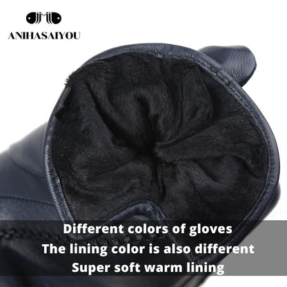 Multicolor Women'S Gloves,50Cm Long Leather Gloves,Sheepskin Women'S Leather Gloves,Keep Warm Women'S Winter Gloves-2226C